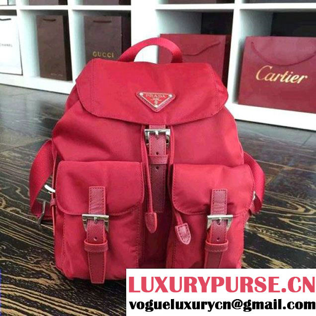 Prada 1BZ677 Fabric Backpack Red 2015 (2A016-090116 )