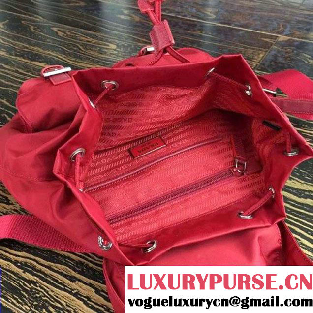 Prada 1BZ677 Fabric Backpack Red 2015 (2A016-090116 )