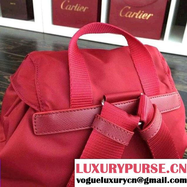 Prada 1BZ677 Fabric Backpack Red 2015 (2A016-090116 )