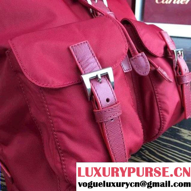 Prada 1BZ677 Fabric Backpack Red 2015 (2A016-090116 )