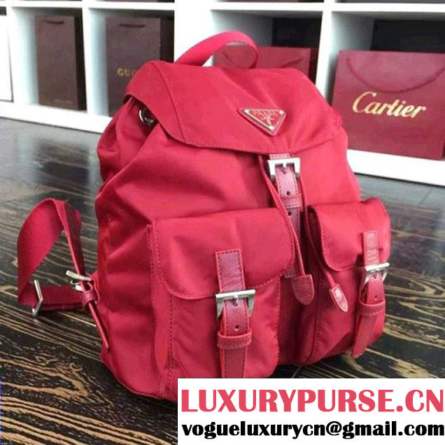 Prada 1BZ677 Fabric Backpack Red 2015 (2A016-090116 )