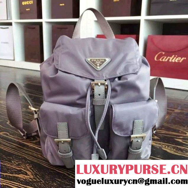 Prada 1BZ677 Fabric Backpack Grey 2015 (2A016-090117 )