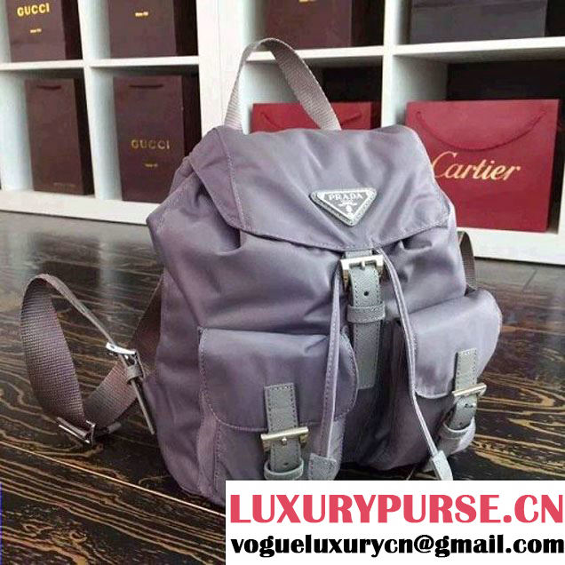 Prada 1BZ677 Fabric Backpack Grey 2015 (2A016-090117 )