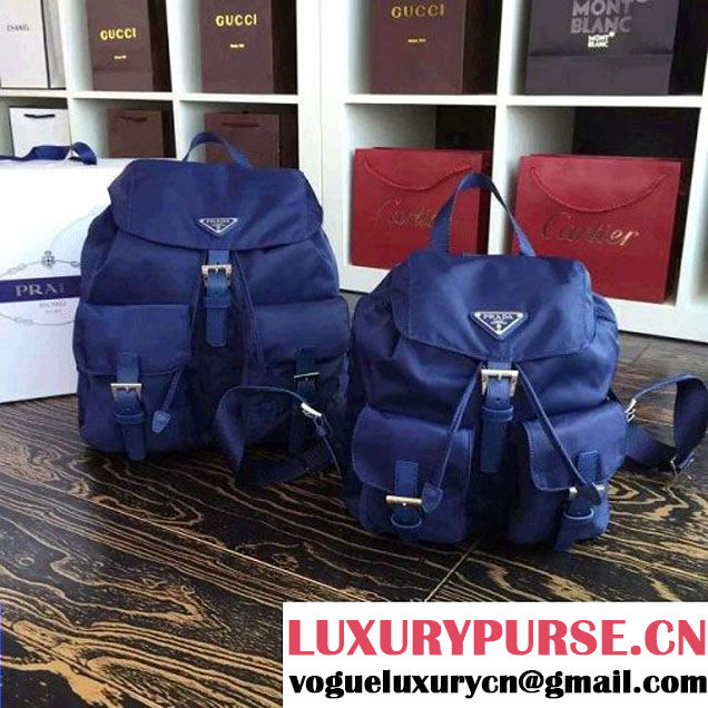 Prada 1BZ677 Fabric Backpack Blue 2015 (2A016-090118 )
