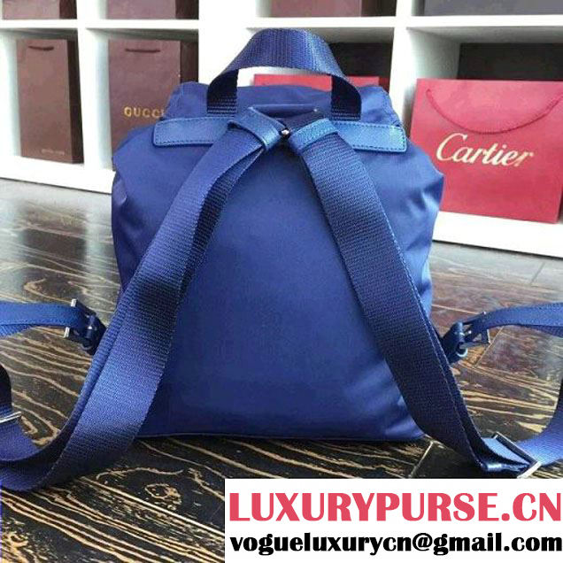Prada 1BZ677 Fabric Backpack Blue 2015 (2A016-090118 )