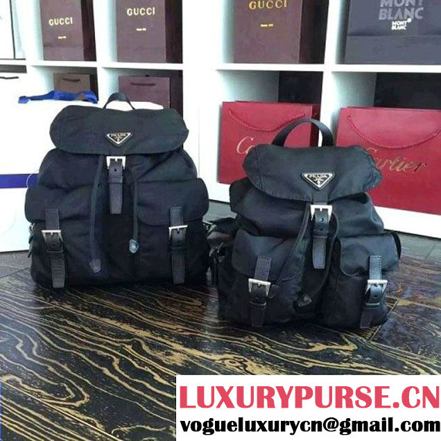 Prada 1BZ677 Fabric Backpack Black 2015 (2A016-090119 )