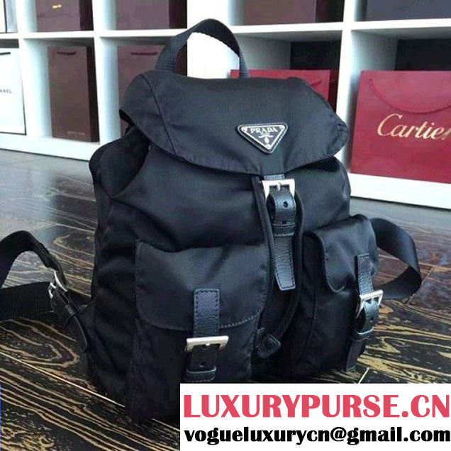 Prada 1BZ677 Fabric Backpack Black 2015 (2A016-090119 )