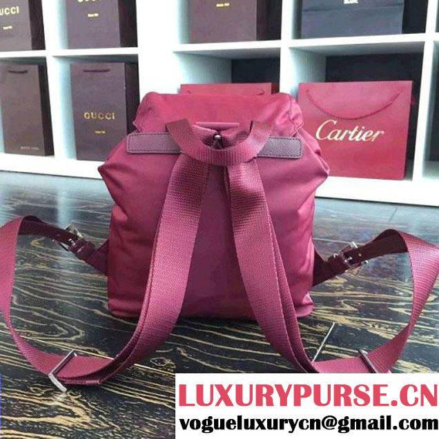Prada 1BZ677 Fabric Backpack Burgundy 2015 (2A016-090120 )
