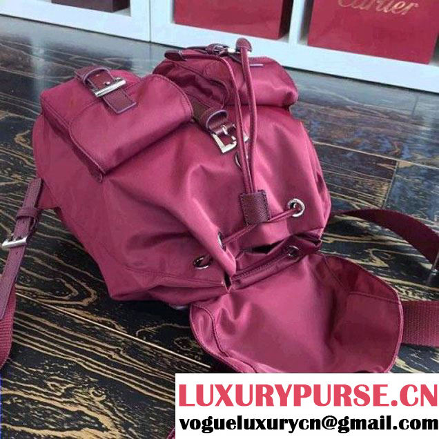 Prada 1BZ677 Fabric Backpack Burgundy 2015 (2A016-090120 )