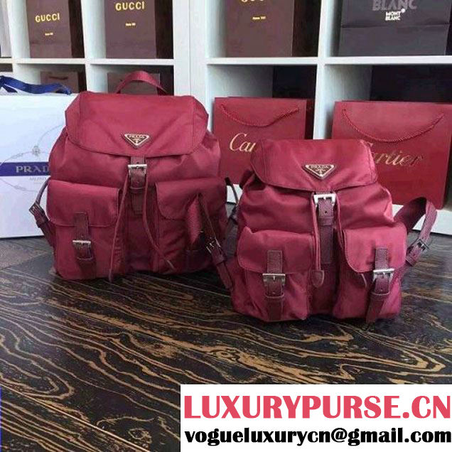 Prada 1BZ677 Fabric Backpack Burgundy 2015 (2A016-090120 )