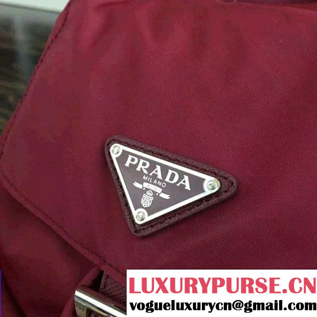 Prada 1BZ677 Fabric Backpack Burgundy 2015 (2A016-090120 )
