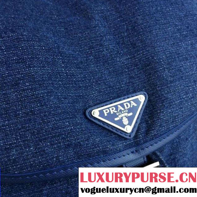 Prada 1BZ811 Fabric Backpack Denim Blue 2015 (2A016-090121 )
