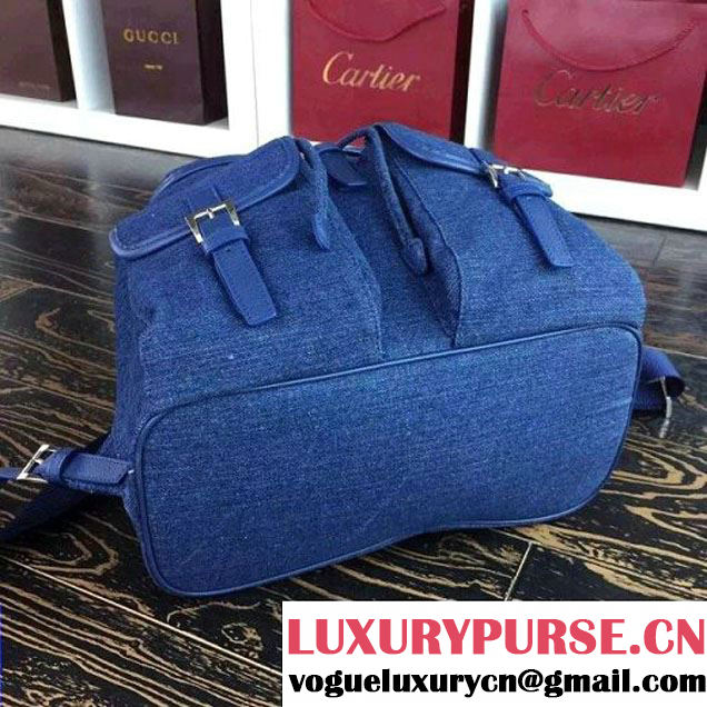 Prada 1BZ811 Fabric Backpack Denim Blue 2015 (2A016-090121 )