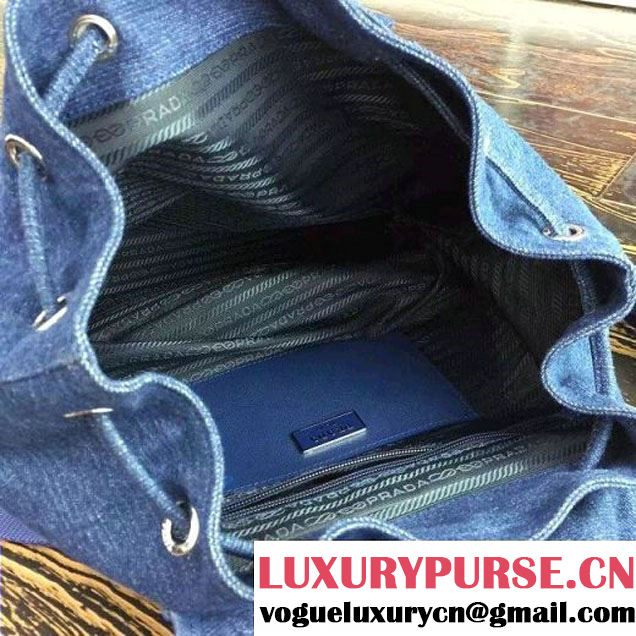 Prada 1BZ811 Fabric Backpack Denim Blue 2015 (2A016-090121 )