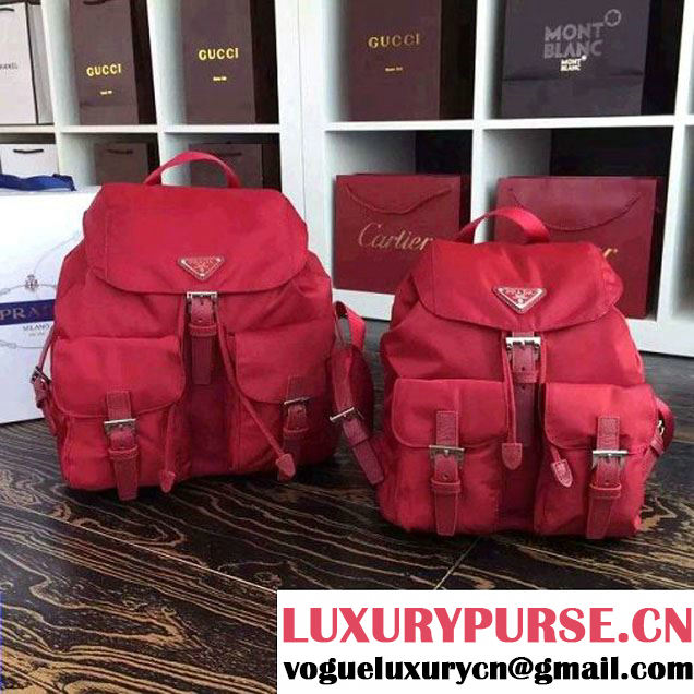 Prada 1BZ811 Fabric Backpack Red 2015 (2A016-090122 )
