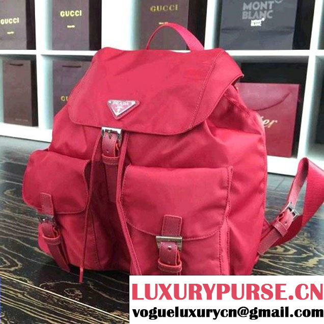 Prada 1BZ811 Fabric Backpack Red 2015 (2A016-090122 )