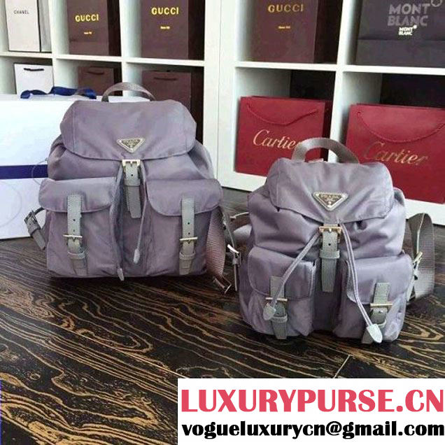 Prada 1BZ811 Fabric Backpack Grey 2015 (2A016-090123 )