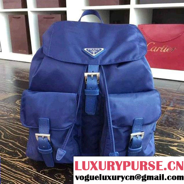 Prada 1BZ811 Fabric Backpack Blue 2015 (2A016-090124 )