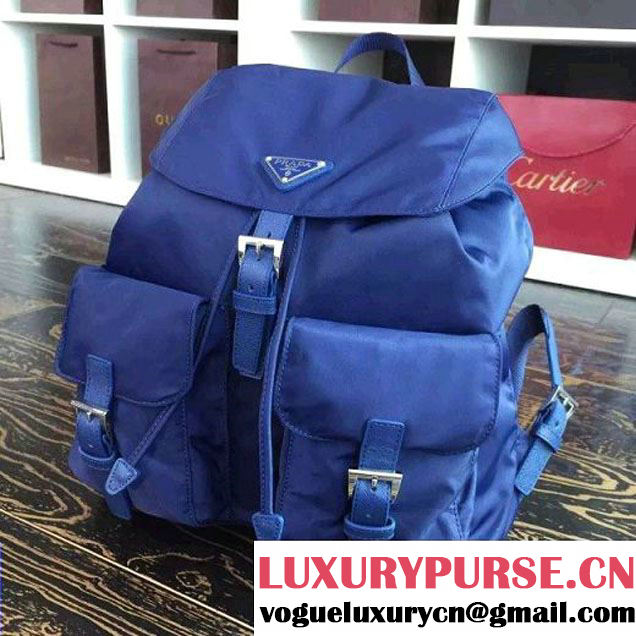 Prada 1BZ811 Fabric Backpack Blue 2015 (2A016-090124 )