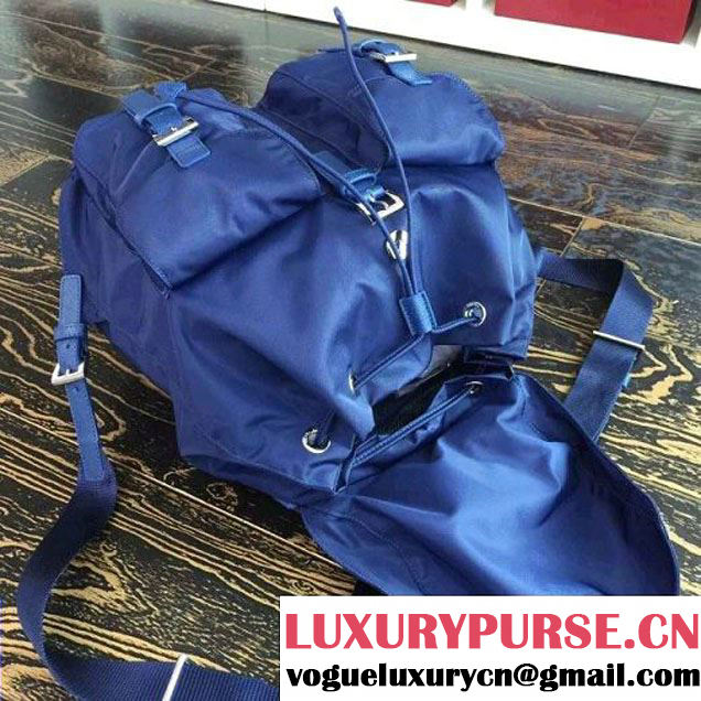 Prada 1BZ811 Fabric Backpack Blue 2015 (2A016-090124 )