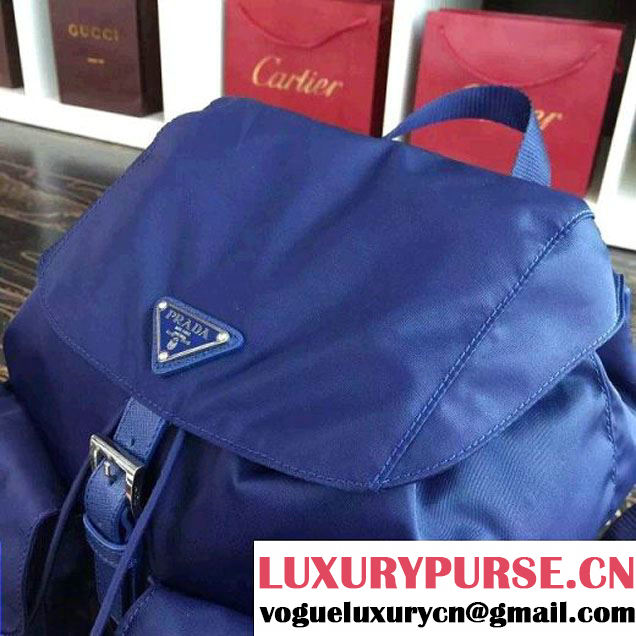 Prada 1BZ811 Fabric Backpack Blue 2015 (2A016-090124 )