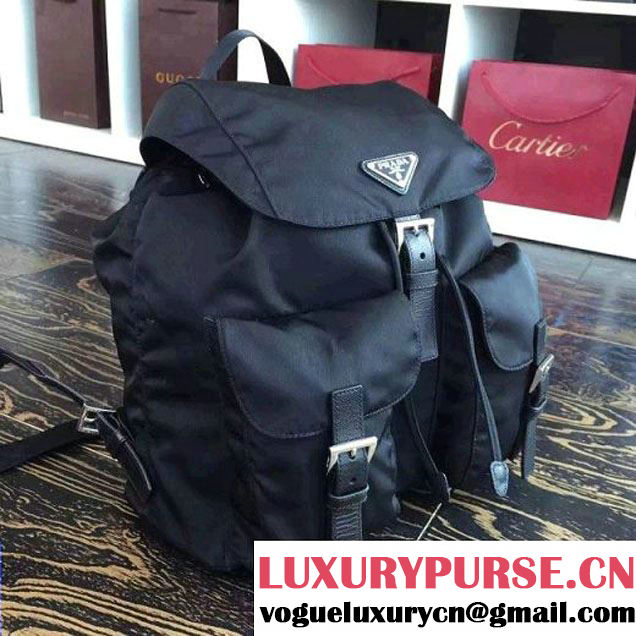 Prada 1BZ811 Fabric Backpack Black 2015 (2A016-090125 )