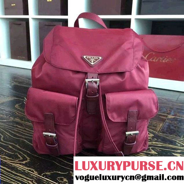 Prada 1BZ811 Fabric Backpack Burgundy 2015 (2A016-090126 )