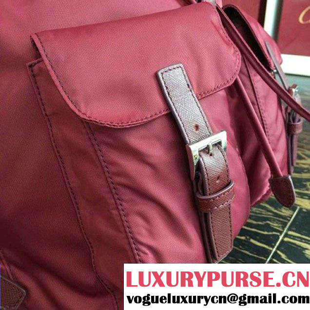 Prada 1BZ811 Fabric Backpack Burgundy 2015 (2A016-090126 )