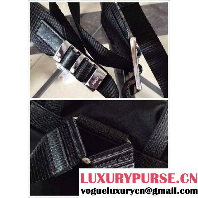 Prada BZ0025 Fabric Backpack Black 2015 (2A137-090203 )