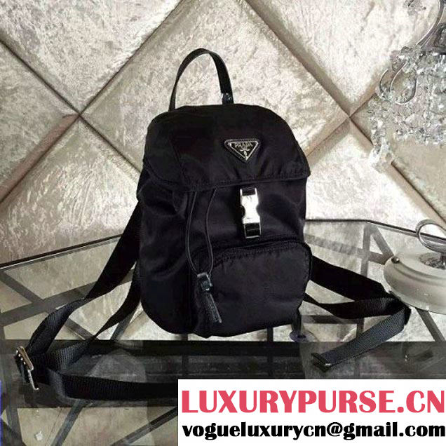 Prada BZ0025 Fabric Backpack Black 2015 (2A137-090203 )