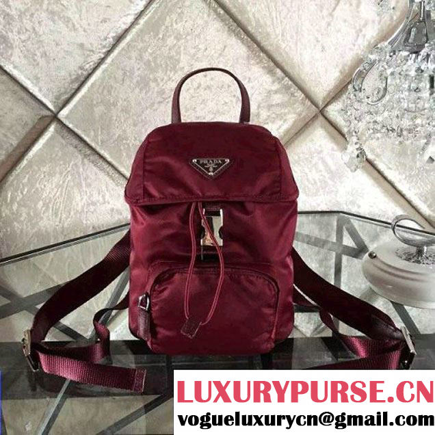 Prada BZ0025 Fabric Backpack Burgundy 2015 (2A137-090204 )