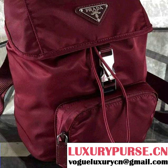 Prada BZ0025 Fabric Backpack Burgundy 2015 (2A137-090204 )