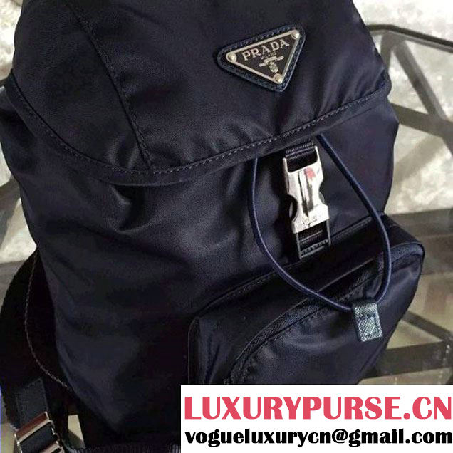Prada BZ0025 Fabric Backpack Dark Blue 2015 (2A137-090206 )