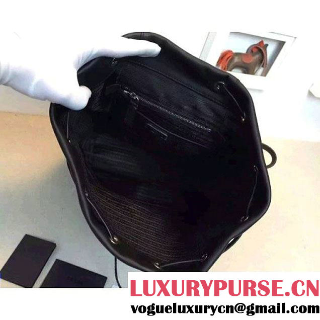 Prada 1BZ032 Soft Calf Leather Backpack Black 2015 (2A016-090703 )
