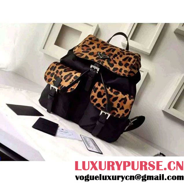 Prada 1BZ811 Fabric Backpack With Ponyhair Leather F/W 2015 (2A016-103103 )