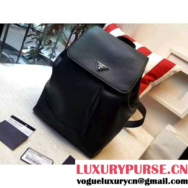 Prada 1BHZ007 Calfskin Backpack Black 2016 (2A016-011811 )