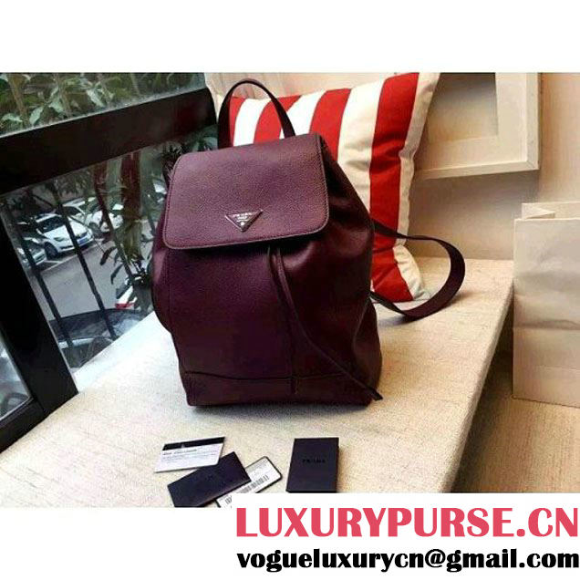 Prada 1BHZ007 Calfskin Backpack Burgundy 2016 (2A016-6011812 )