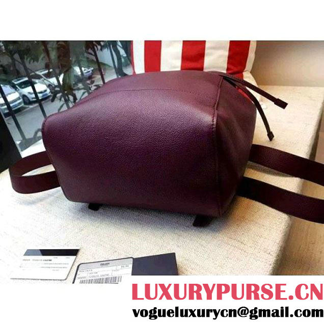 Prada 1BHZ007 Calfskin Backpack Burgundy 2016 (2A016-6011812 )
