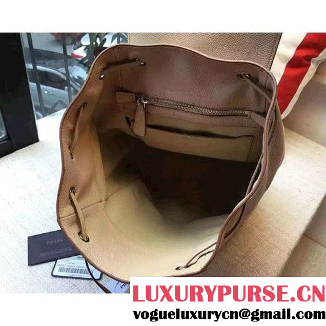 Prada 1BHZ007 Calfskin Backpack Beige 2016 (2A016-6011814 )