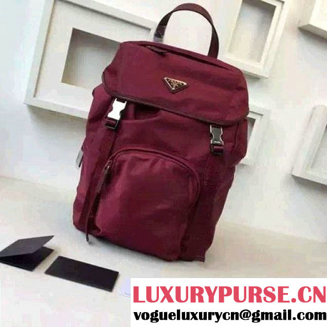 Prada Fabric Backpack 1BZ0039 Burgundy (2A016-6051608 )