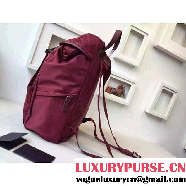 Prada Fabric Backpack 1BZ0039 Burgundy (2A016-6051608 )