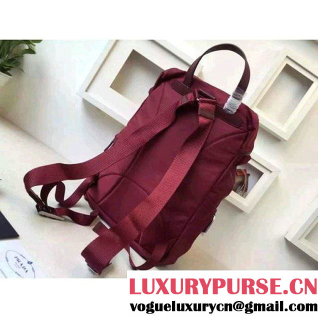Prada Fabric Backpack 1BZ0039 Burgundy (2A016-6051608 )