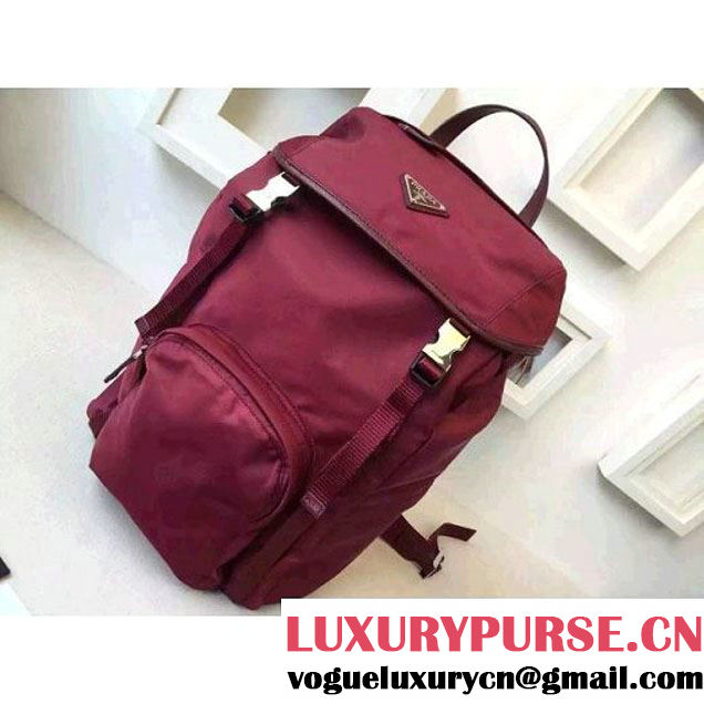 Prada Fabric Backpack 1BZ0039 Burgundy (2A016-6051608 )