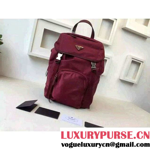Prada Fabric Backpack 1BZ0039 Burgundy (2A016-6051608 )