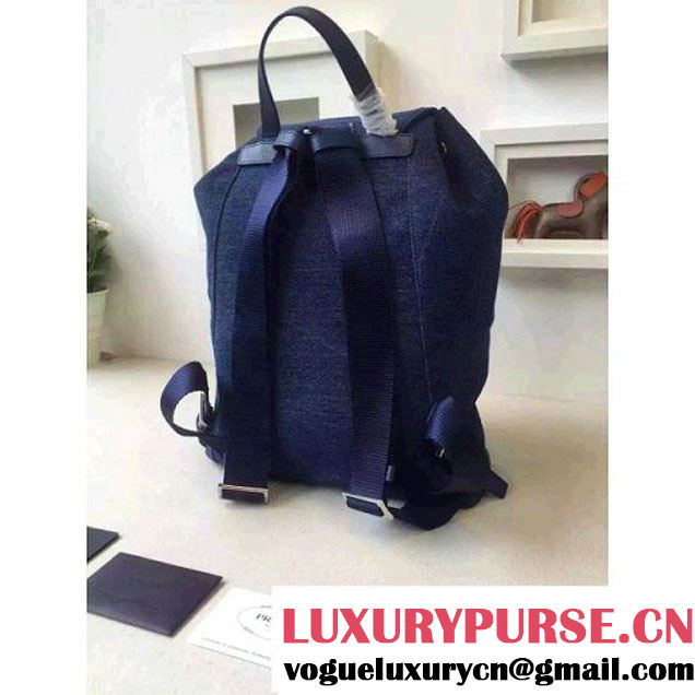 Prada Denim Blue Canvas Backpack 1BZ0032 (2A016-6051609 )