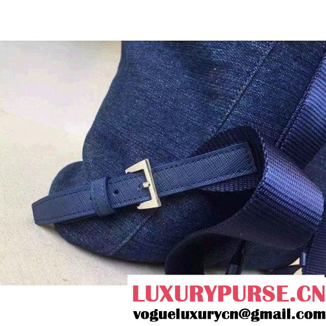 Prada Denim Blue Canvas Backpack 1BZ0032 (2A016-6051609 )