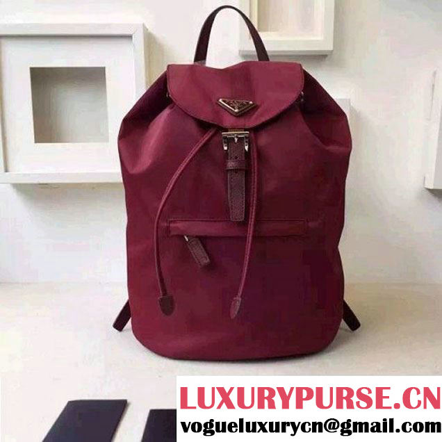 Prada Fabric Backpack 1BZ0032 Burgundy (2A016-6051612 )