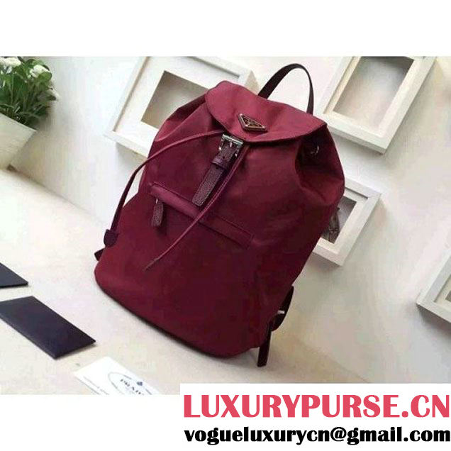 Prada Fabric Backpack 1BZ0032 Burgundy (2A016-6051612 )