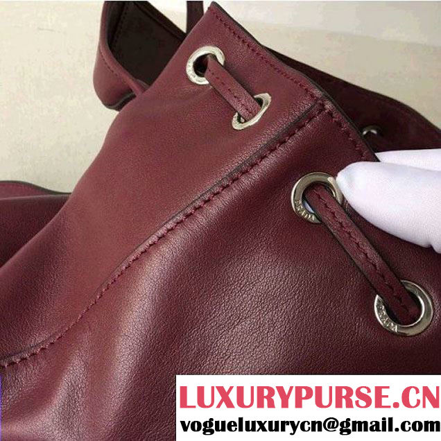 Prada B6677B Burgundy Leather Backpack With Top-Stitching  (2A016-6051613 )