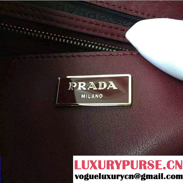 Prada B6677B Burgundy Leather Backpack With Top-Stitching  (2A016-6051613 )